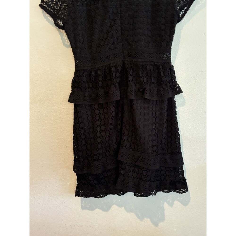 She + Sky Size Large Women's Navy Lace Short Sleeve Tiered Dress Lined - Picture 6 of 8